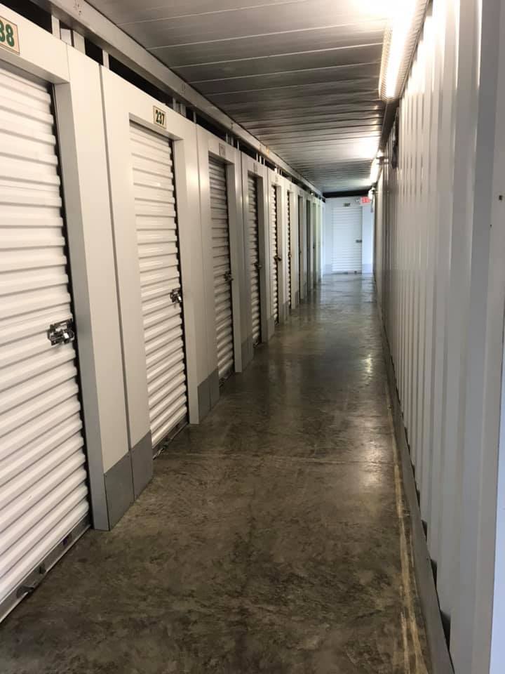 a self storage facility hallway